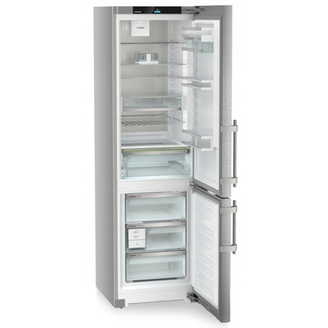 Combina frigorifica Liebherr CNsda 5723 Plus, NoFrost, EasyFresh, 60 cm, 371 l, EasyTwist-Ice, DuoCooling, Display tactil, Clasa A, SmartSteel